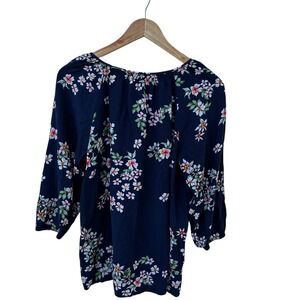 St. John's Bay‎ Tunic Top  Floral Print Sleeve Tie Neck Large Lightweight Boho